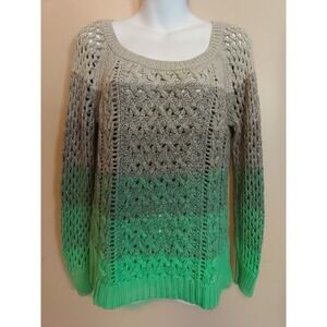 American Eagle Outfitters Green Grey Ombre Crochet Long sleeve Sweater Size‎ S